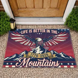 Bald Eagle American Mountain 1776-2026 Patriotic Art - USA 250th Anniversary Celebration Doormat