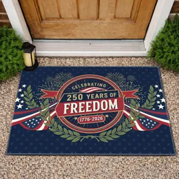 Celebrating 250 Years of Freedom 1776-2026 Patriotic Emblem Laurel Stars Design Doormat