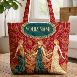 Art Deco Female Figures Golden Leaves Name - Everyday Lifestyle Home Decor Gift Quilted Tote Bag