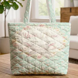 Nuzzling Bunnies Wildflower Daisy Leaves Floral Wreath - Springtime Home Decor Gift Quilted Tote Bag