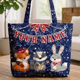 Red Bow White Stars Western Bunting Personalized - Independence Day Gift Quilted Tote Bag
