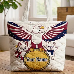 Majestic Eagle Red White Blue Wingtips - Independence Day Freedom Gift Quilted Tote Bag