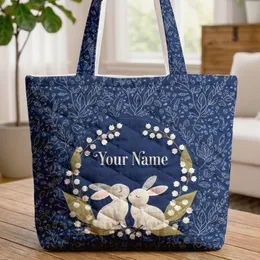 Nuzzling Bunnies Lily-of-the-Valley Wreath - Everyday Tote Quilted Tote Bag