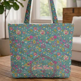 Dense Indian Paisley Blooms Leaves Bohemian Lifestyle Travel Essentials Home Decor Gift Quilted Tote Bag