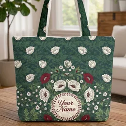Ornate Personalized Poppy Flower Botanical Bouquet - Nature Lover Everyday Style Quilted Tote Bag