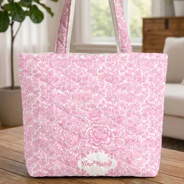 Heirloom Rose Leaf Floral Arrangement - Everyday Use Accessory for Flower Lovers Quilted Tote Bag