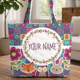 Blossoming Flowers Patchwork Mosaic - Everyday Tote Quilted Tote Bag