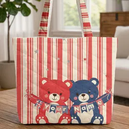 Bears Flags Stars - Independence Day Patriotic Gift Quilted Tote Bag