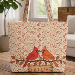 Autumn Cardinals Personalized Wooden Sign - Wildlife Lover Gift Quilted Tote Bag