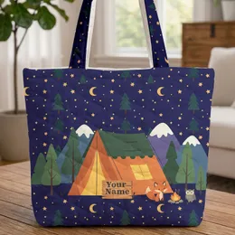 Camping Tent Night Sky Stars - Outdoor Adventure Gift for Campers Quilted Tote Bag