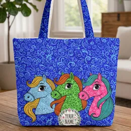 Three Horse Heads Floral Wreath Swirling Botanicals - Horse Lover Everyday Gift Quilted Tote Bag
