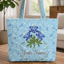 Bluebonnet Wildflower Bloom - Spring Floral Everyday Accessory Quilted Tote Bag