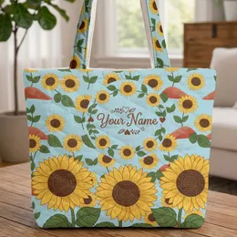 Personalized Sunflowers Wreath Meadow - Farmhouse Decor Garden Lover Gift Quilted Tote Bag
