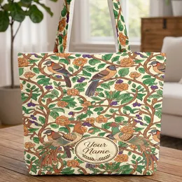 Chintz Ornate Birds Botanical Your Name - Wildlife Lover Gift Quilted Tote Bag