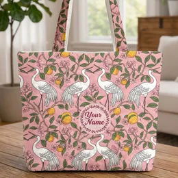 White Crane Citrus Blossom - Everyday Tote Wildlife Lover Gift Quilted Tote Bag