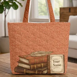Vintage Leather Books Quill Pen Open Journal Botanicals - Book Lover Gift Quilted Tote Bag