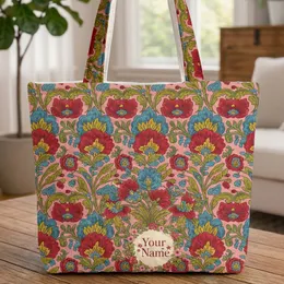 Lush Chintz Floral Blossom Foliage Bouquet Garland - Everyday Carry Essential Gift Quilted Tote Bag