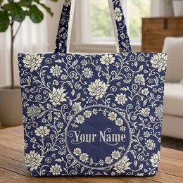 Ornate Botanical Floral Wreath Flowers Leaves Vines - Everyday Tote Home Decor Gift Quilted Tote Bag