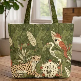 Leopard Heron Cockatoo Jungle Animals Personalized - Wildlife Lover Gift Quilted Tote Bag
