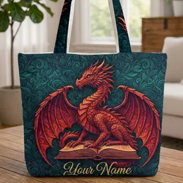 Fantasy Dragon Antique Book - Mythical Creature Gift for Storyteller Quilted Tote Bag