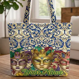 Ornate Venetian Mardi Gras Masks Baroque Scrollwork - Mardi Gras Celebration Gift Quilted Tote Bag