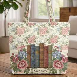 Vintage Books Botanical Roses - Book Lover Home Decor Gift Quilted Tote Bag
