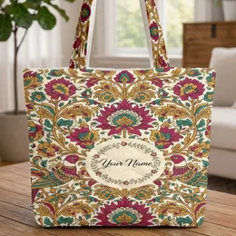 Exotic Birds Floral Blooms Paisley Wreath - Home Decor Gift for Nature Lover Quilted Tote Bag