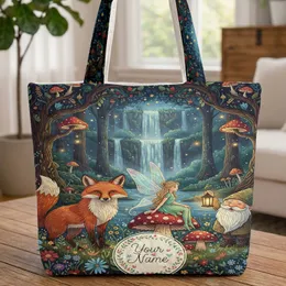 Forest Fox Fairy Gnome Wildflower Personalized - Storybook Fan Gift Quilted Tote Bag