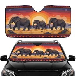African Elephants Sunset Savanna Landscape - Wildlife Nature Safari Adventure Gift Car Sunshade