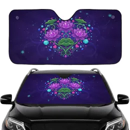 Purple Lotus Amethyst Heart Vine Gemstone Accents - Vehicle Interior Accessory Car Sunshade