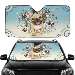 Fawn French Bulldog Pack Paw Prints Bone Shapes Star Bursts - Dog Lover Gift for Pet Owners Car Sunshade