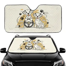Dalmatian Puppies Steering Wheel Road Paw Prints Car Decor - Pet Lover Gift Car Sunshade