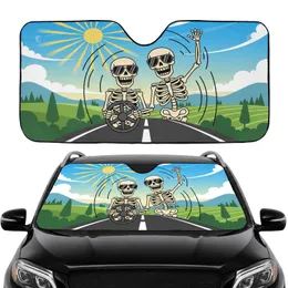 Smiling Skeletons Steering Wheel Road Trip - Travel Adventure Essentials Gift Car Sunshade