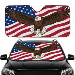 Bald Eagle American Flag Independence Day Patriotic Car Accessory for Veterans Car Sunshade