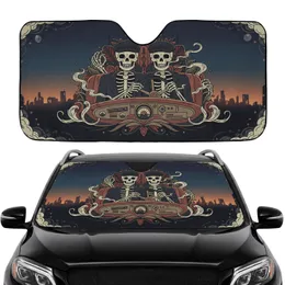Skeleton Driver Passenger Ghastly Ride - Eerie Car Decor Gift Car Sunshade