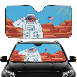 Astronaut American Flag Salute Canyon - American Heritage Space Lover Gift Car Sunshade