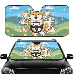 Shiba Inu Dogs Steering Wheel Road Trip - Dog Owner Gift for Car Owners Car Sunshade