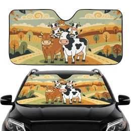 Convivial Brown Cow Holstein Group Countryside Hills - Farmhouse Decor Gift for Cow Lover Car Sunshade