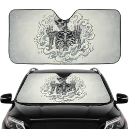 Gothic Skeleton Skull Bony Hands Transparent Surface Ethereal Mist - Eerie Lifestyle Gift Car Sunshade