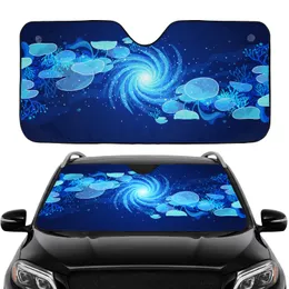 Glowing Blue Vortex Water Lily Coral Formations - Deep Sea Cosmic Ocean Lover Gift Car Sunshade