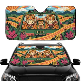 Majestic Tiger Family Car Road Trip - Adventure Lover Vehicle Decor Gift Car Sunshade