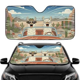 Screaming Llamas Desert Canyon Road Trip - Adventure Travel Gift Car Sunshade