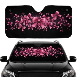 Pink Ribbon Bows Shimmering Stardust Black Velvety Void - Auto Accessory Gift Car Sunshade