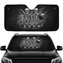 Anatomical Skeletons Earth Globe Quill Feather Ancient Script Smoke - Home Study Decor Gift Car Sunshade