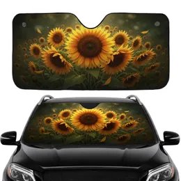 Golden Yellow Orange Sunflower Cluster Deep Green Background - Garden Nature Lover Gift Car Sunshade