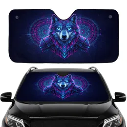 Wolf Glowing Geometric Mandalas - Wildlife Lover Car Decor Gift Car Sunshade