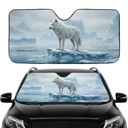Arctic White Wolf Blue Eyes Glacial Ice Mountain - Wildlife Lover Gift Car Sunshade