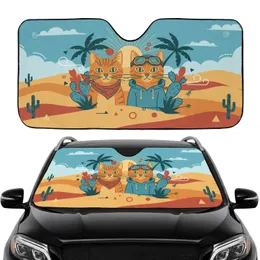 Ginger Cats Desert Journey Sun Rays - Adventure Travel Gift for Cat Lovers Car Sunshade