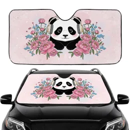 Baby Panda Floral Headphones Peonies - Home Decor Gift for Panda Lover Car Sunshade
