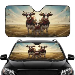 Mischievous Holstein Cows Red Sunglasses Bandanas Golden Prairie - Farmhouse Cow Lover Gift Car Sunshade